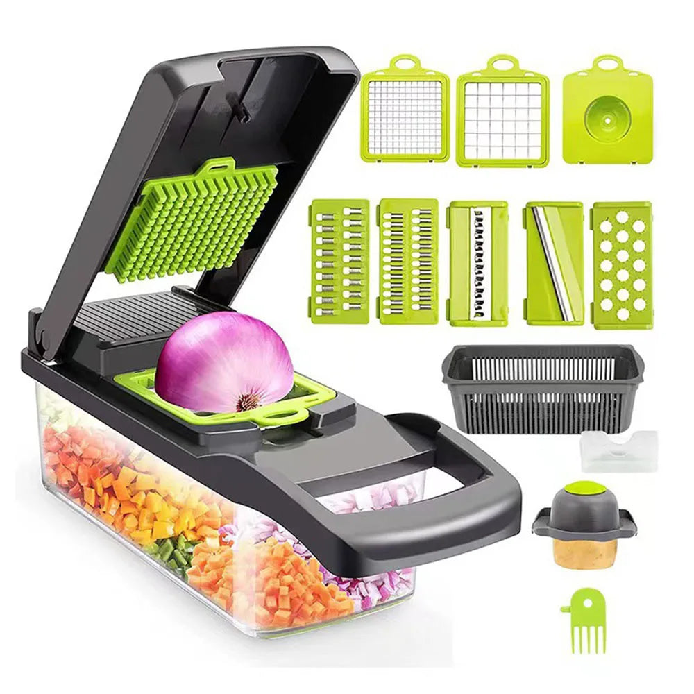 Pro Vegetable Chopper & Slicer - 14-in-1 Kitchen Gadget with Container